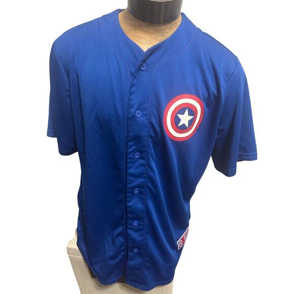 Marvel Mens XL Captain America Basrball Jersey - Picture 1 of 7